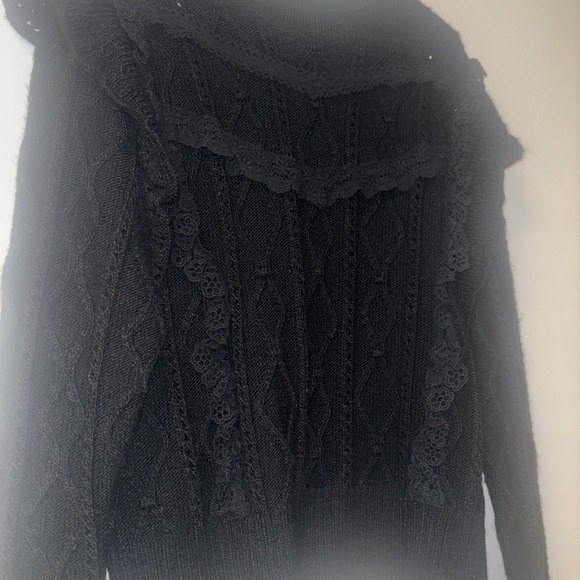 Grey Collective Women's Sz XL Black Knit Lace Chevron Sweater Long Sleeve Femin - Picture 3 of 6